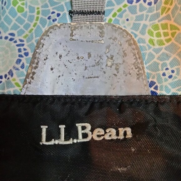 L L Bean Backpack Blue Floral Mesh Pockets Padded Straps - Picture 15 of 15
